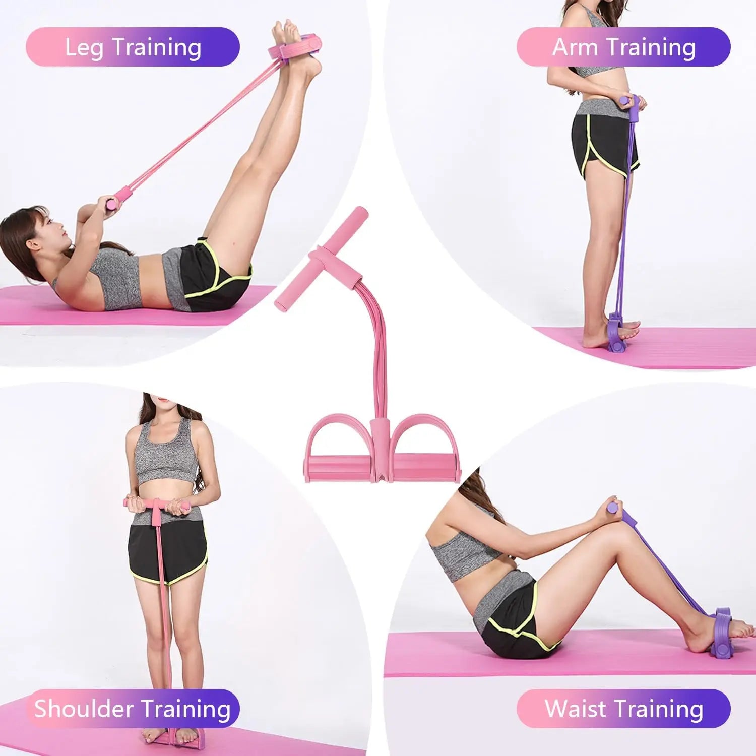 Fitness Resistance Band Foot Pedal Abdominal Exercise Auxiliary Thin Belly Leg Fitness Home Gym Equipment Women Six Rope Stretch