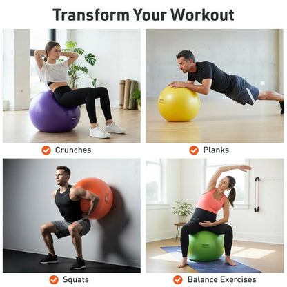 Purple Fitness Ball (45 Cm), Pump & Exercise Guide Included