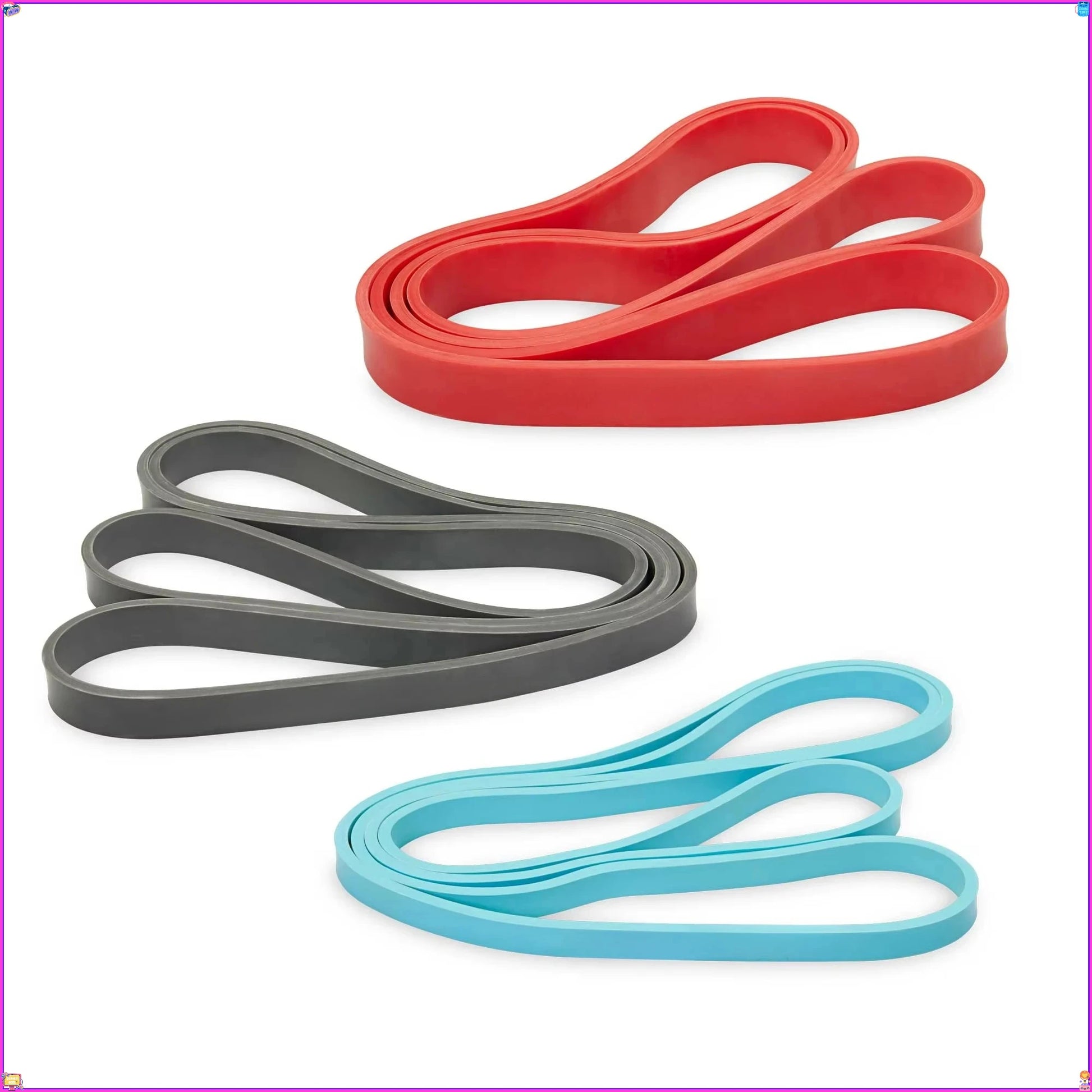 3-Pack Super Band Kit with Light/Medium/Heavy Resistance, Exercise Bands for Home Gym, Strength Training, Physical Therapy